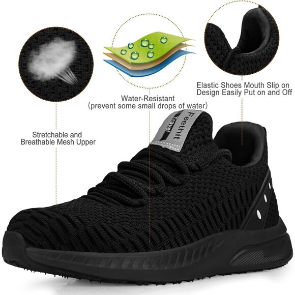 Women’s Tennis Running Shoes Lightweight Sneakers for Travel & Gym Black - Picture 2 of 6